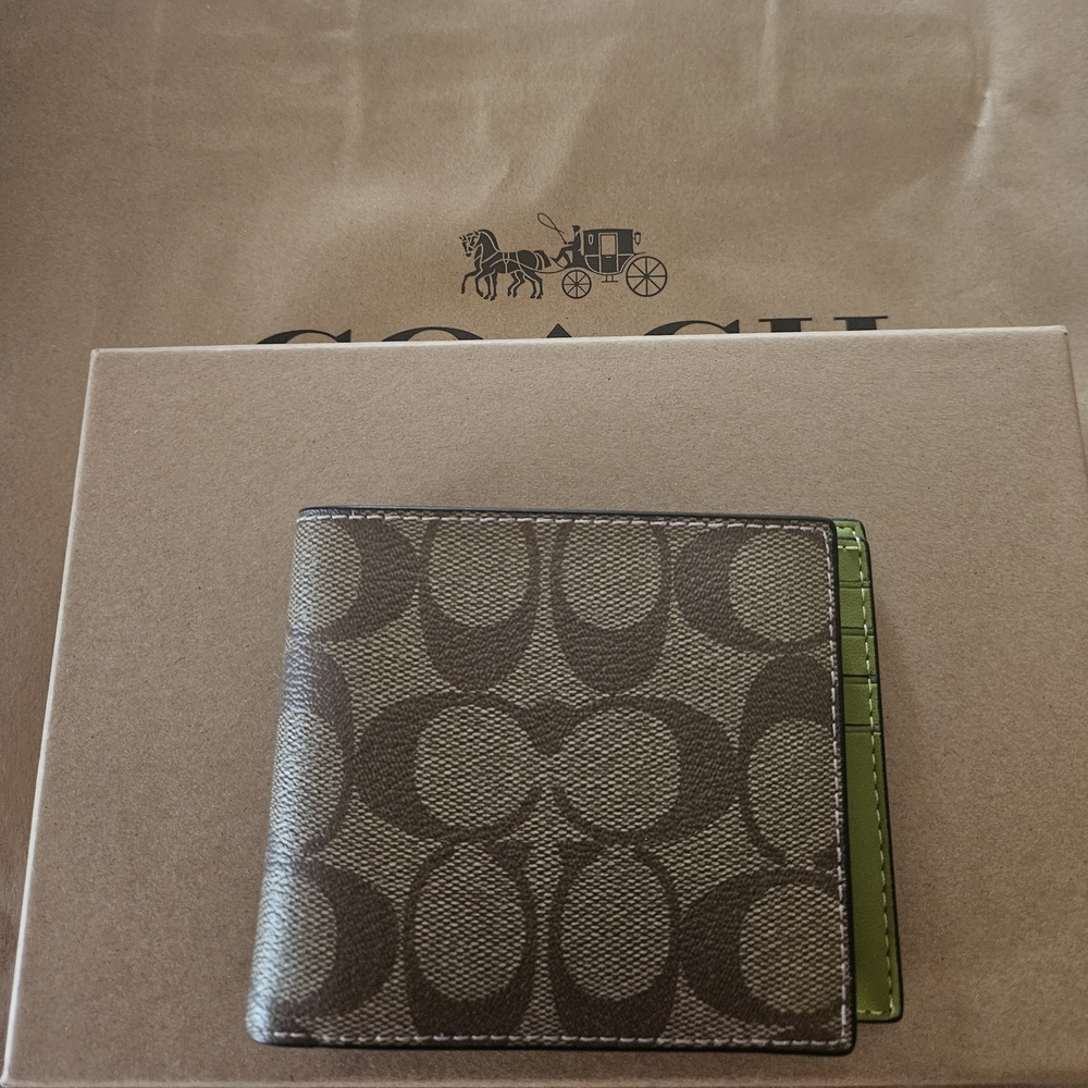 NWT Coach 3 In 1 Men's Billfold Wallet In Signature Brown